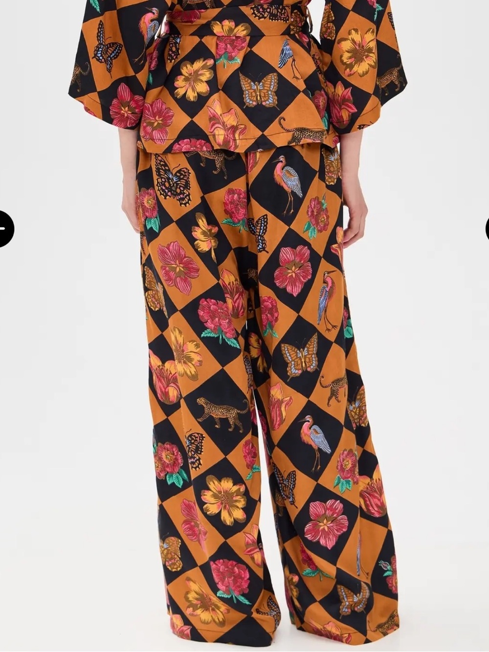 Printfresh Botanical Checkboard Wide-Leg Pants - Picture 3 of 7